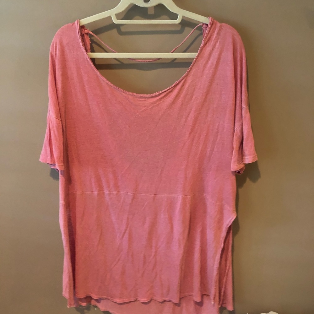 Pink wide neck t shirt